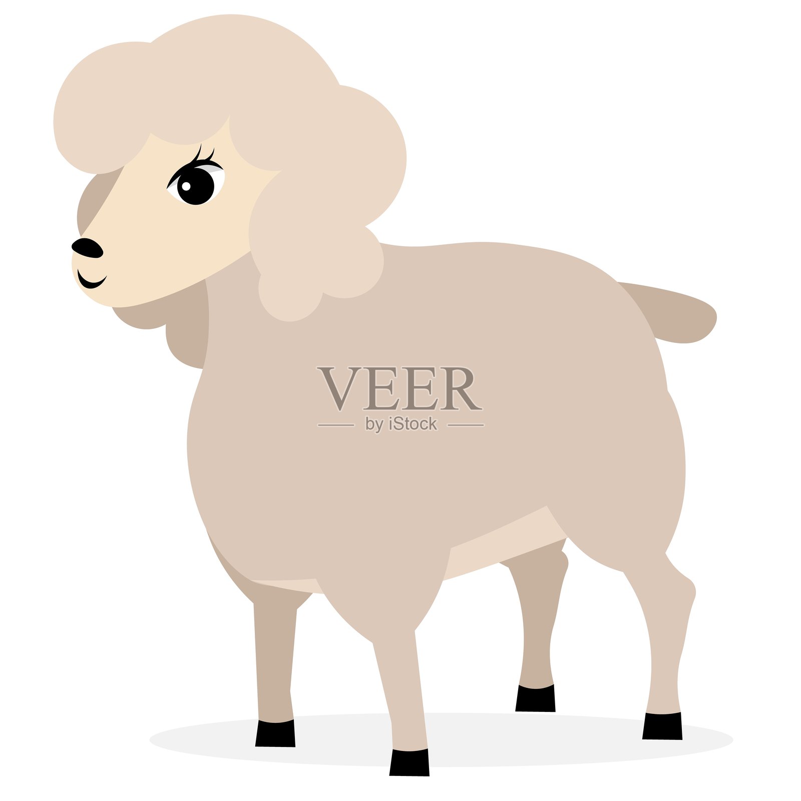 农场动物。可爱的农场。可爱的灰色羊在白色背景上。农场动物合集。婴儿平面矢量插图。插画图片素材