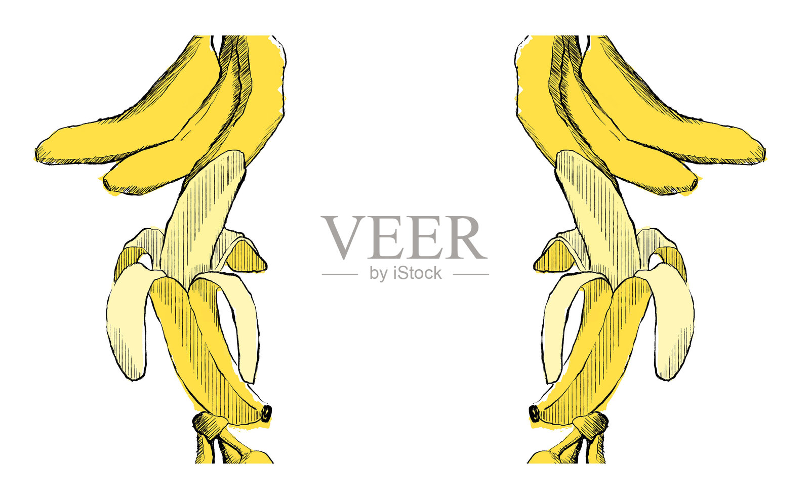 水果香蕉矢量模板.垂直无缝边框图案.抽象水果插图
