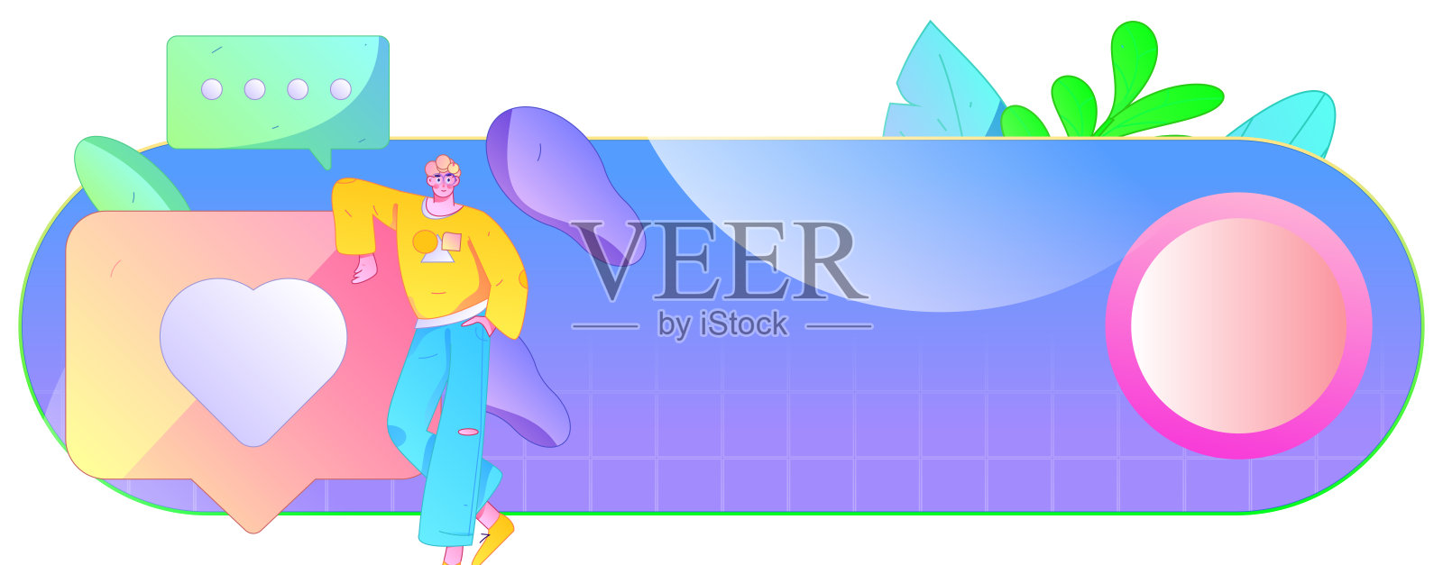 虚拟角色社交沟通概念商业扁平矢量手绘插图插画图片素材