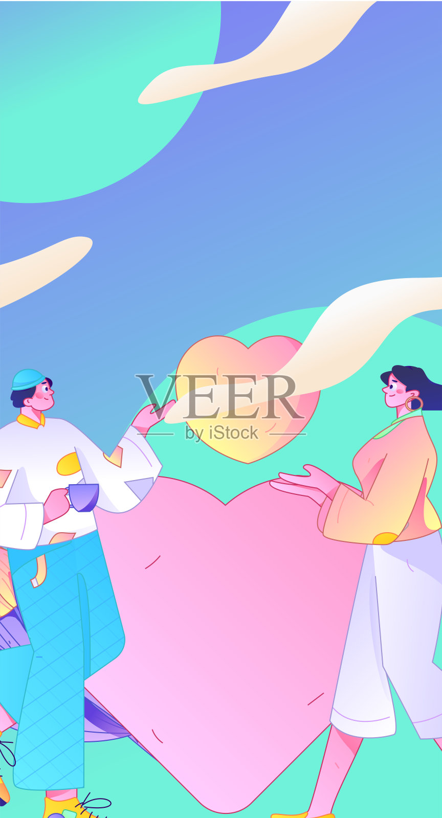 快乐的情人节扁平角色矢量概念商业手绘插图插画图片素材