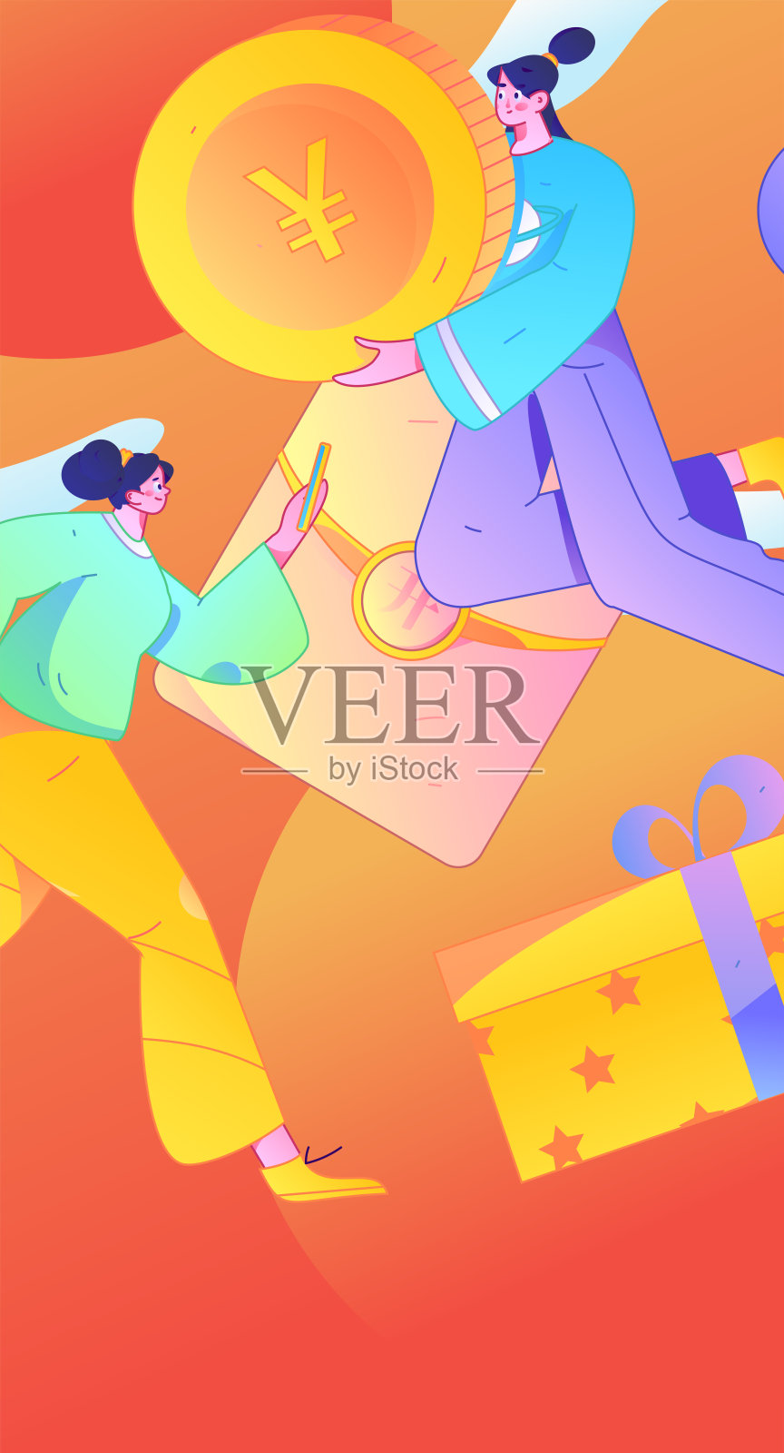 假日购物的人们进行电子商务在线购物的扁平矢量概念手绘插图插画图片素材