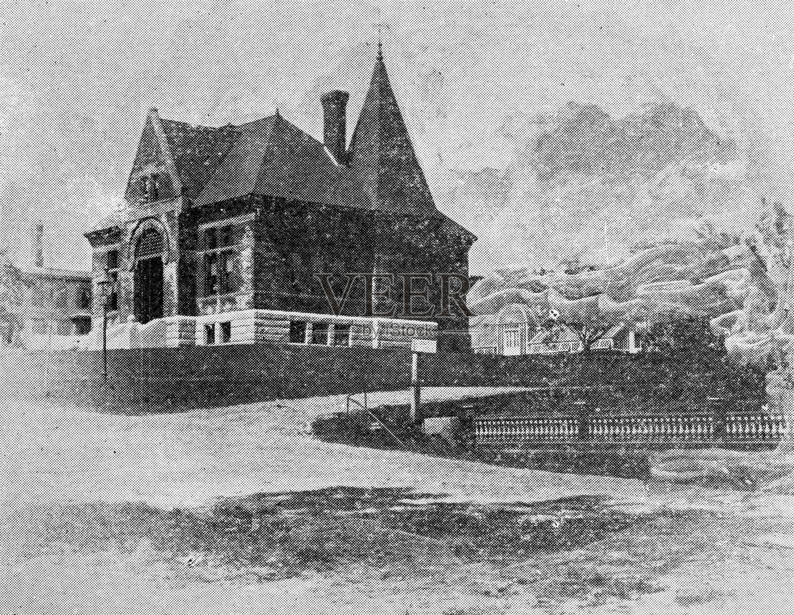 马萨诸塞州伍斯特及周边的古董图像：斯特恩斯图书馆，阿什本汉照片摄影图片