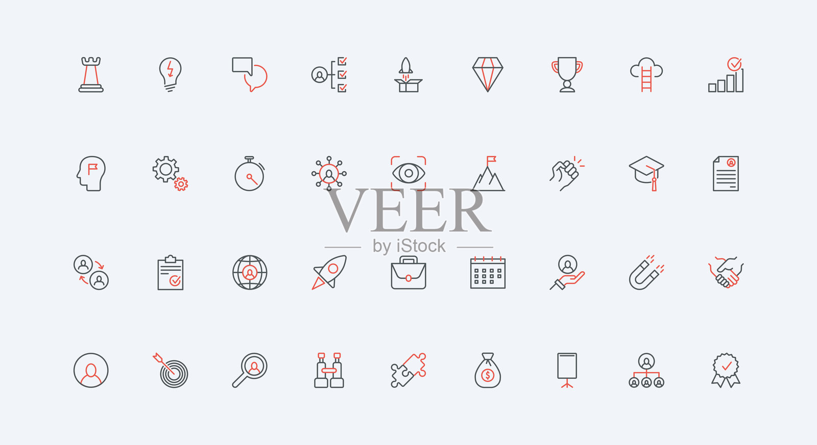 公司人力资源组织，经理领导职业战略线条图标集插画图片素材