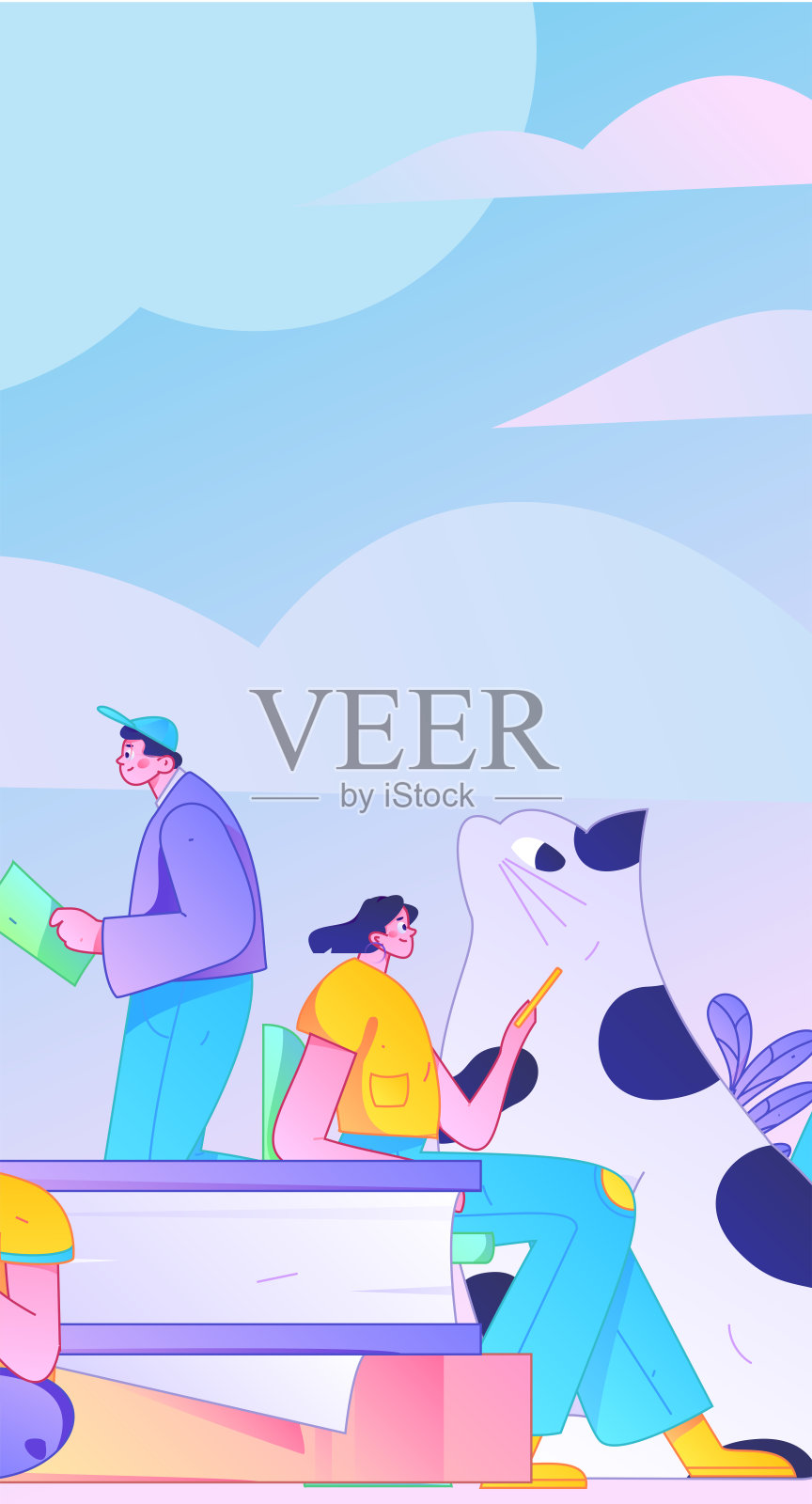 教育与学习的人物扁平矢量概念手绘插图插画图片素材