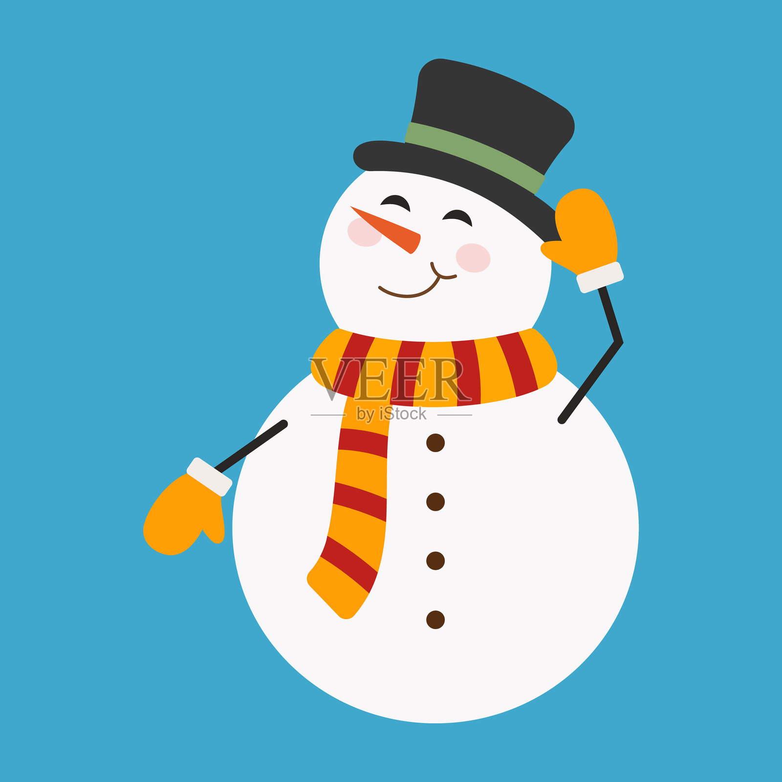 迷人的雪人配上节日装饰。圣诞装饰插画图片素材