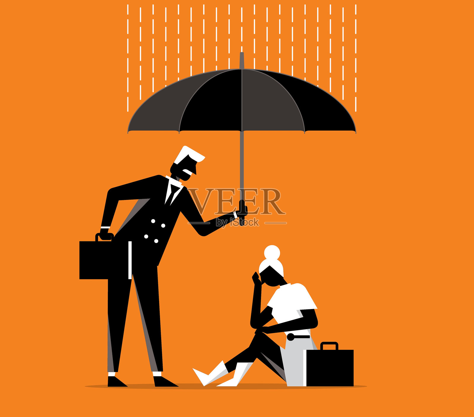 女商人 - 保护插画图片素材