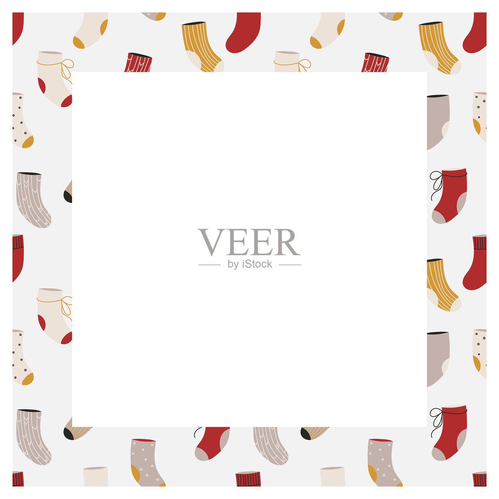 带有冬季袜子的相框。插画图片素材