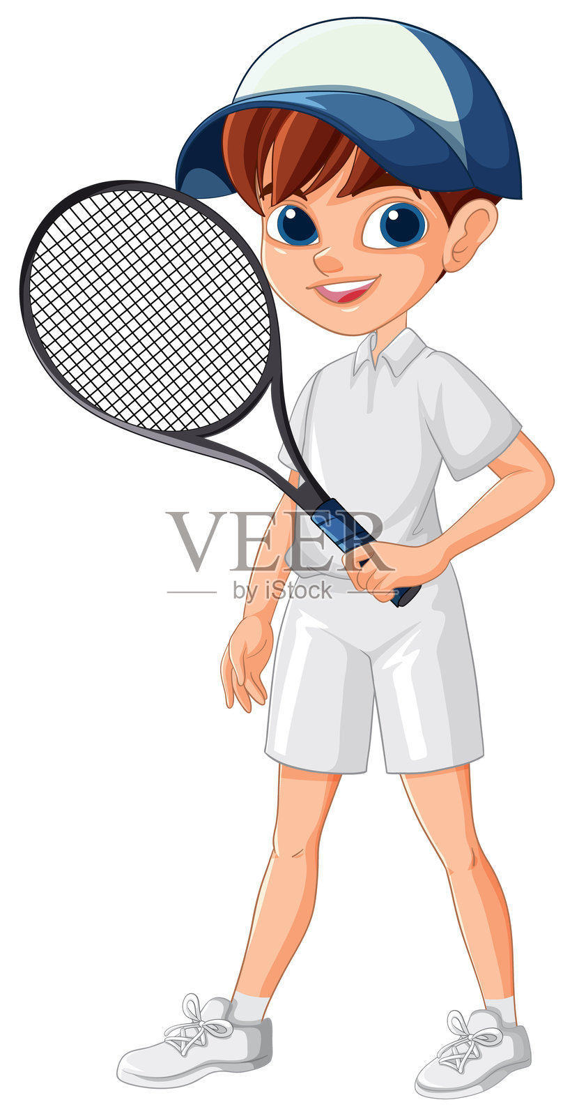 一名年轻球员手持网球拍插画图片素材
