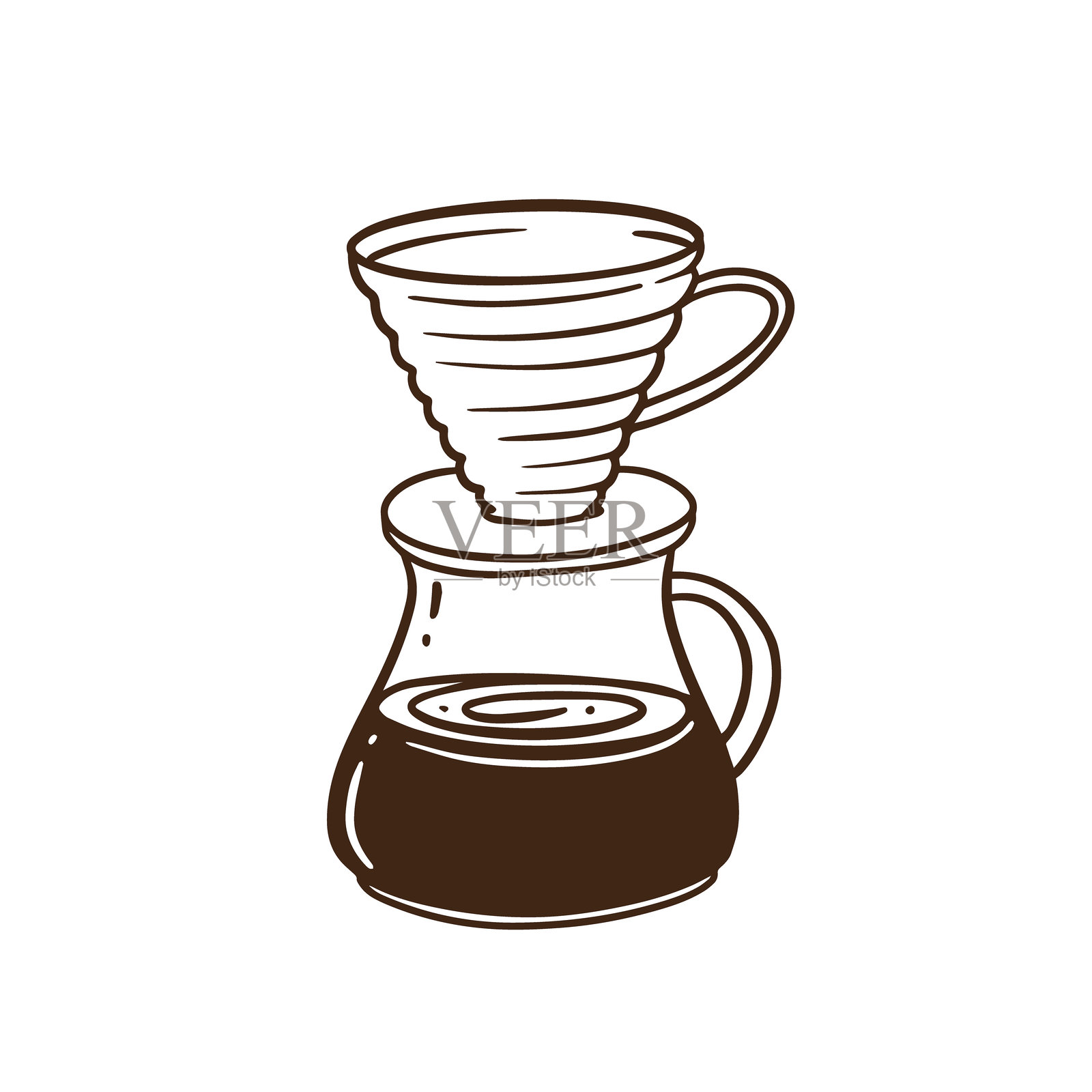 用于手冲咖啡的设备，提升香气和风味插画图片素材