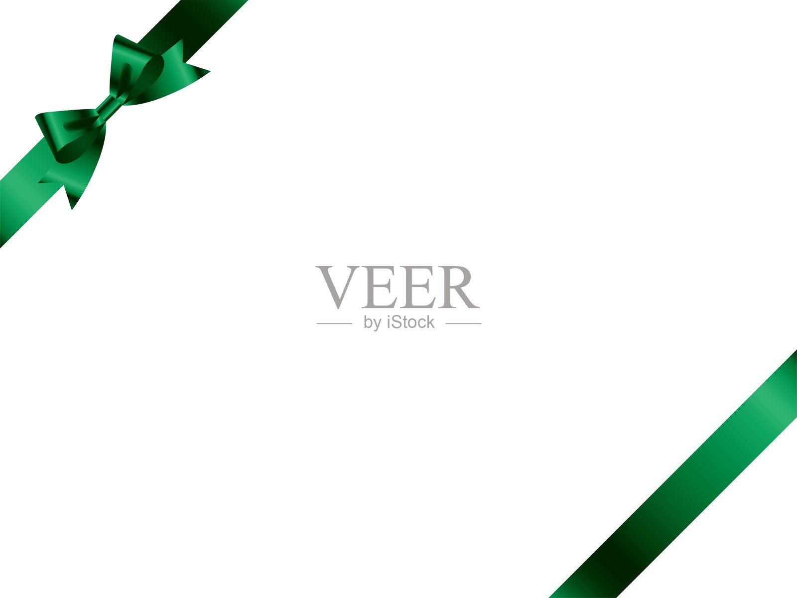 绿色斜纹丝带领结插画图片素材