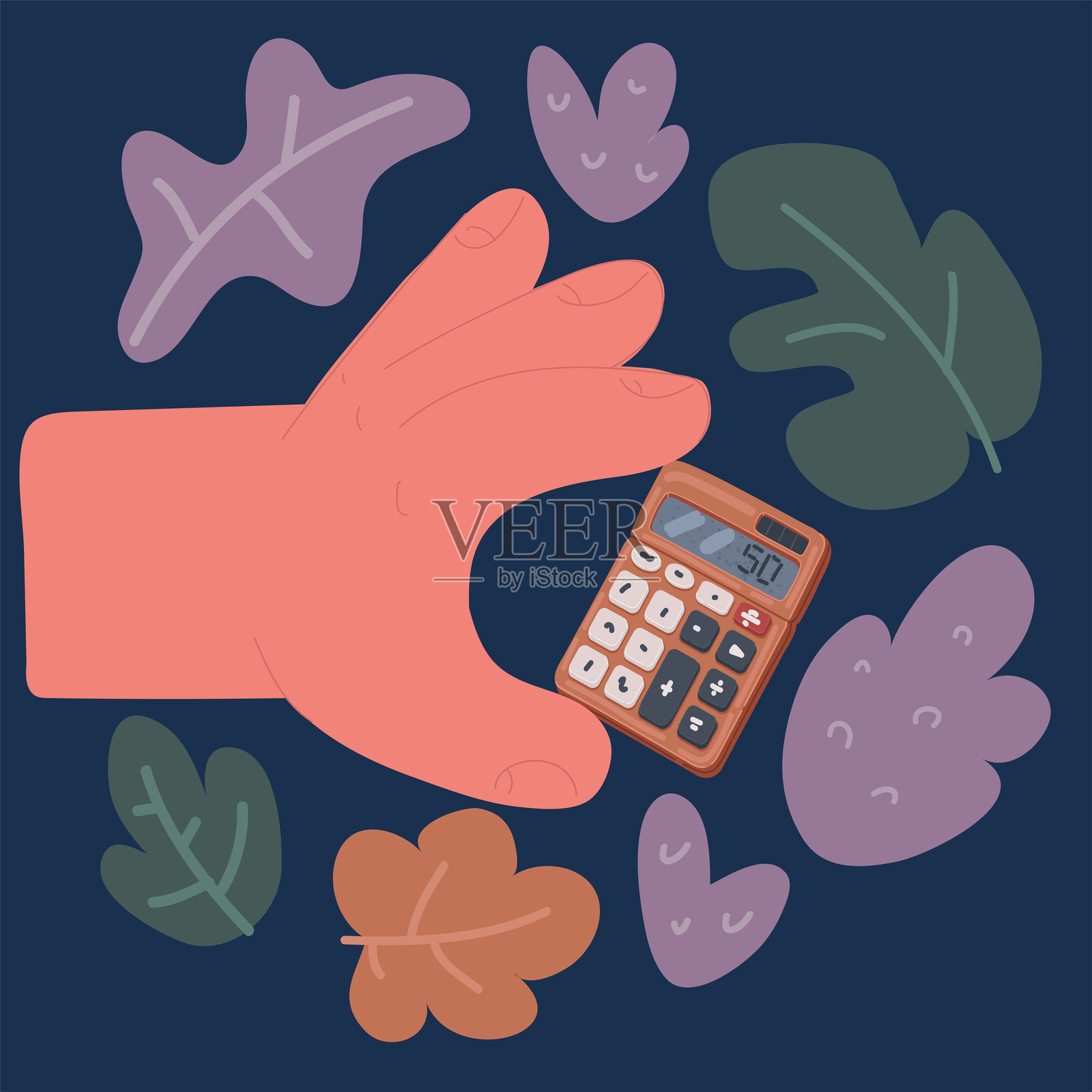 卡通风格的计算器矢量插图插画图片素材