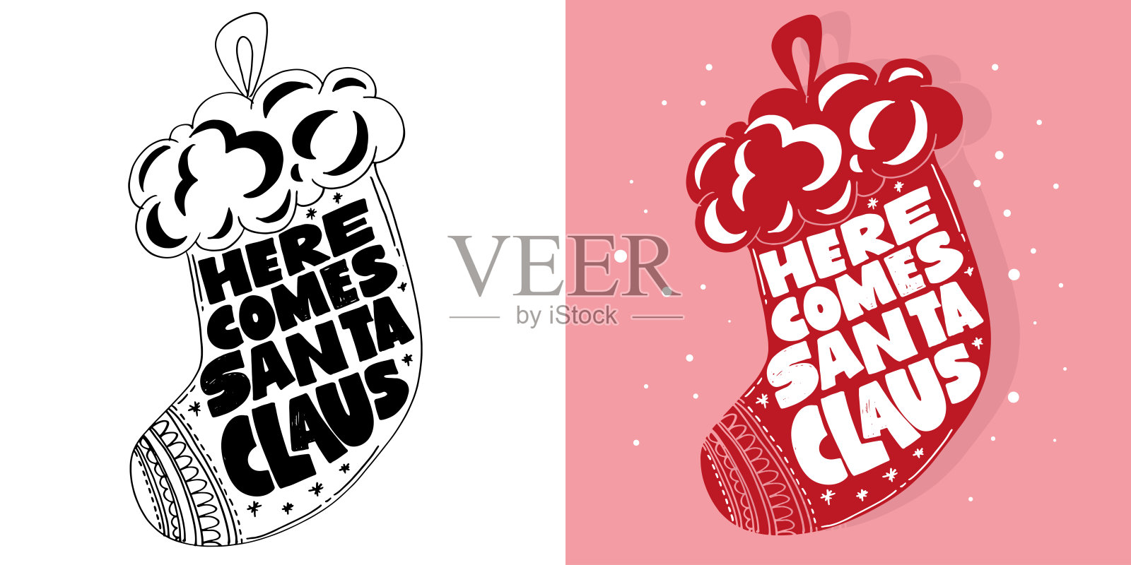 关于冬季假期的美丽手绘字母名言。100% 手绘矢量图像。适用于T恤设计、杯子印刷、袋子印刷和服装时尚。插画图片素材