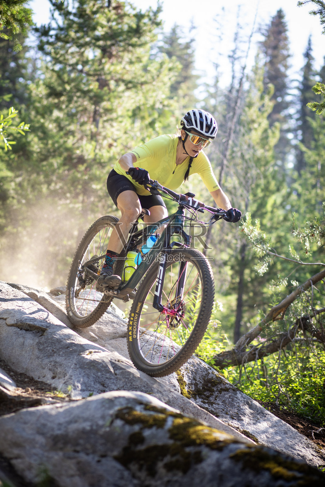 2024年加拿大不列颠哥伦比亚省纳库斯普的TransRockies单轨6山地自行车赛照片摄影图片