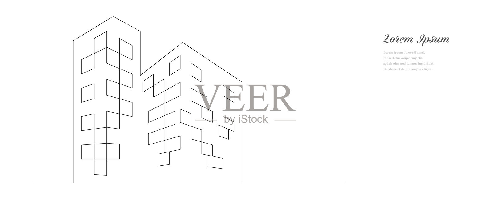 抽象建筑线条。几何建筑背景。科技建筑。建筑概念。插画图片素材