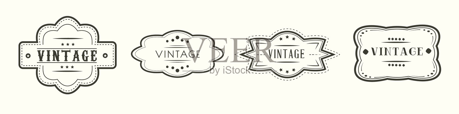 复古风格的经典装饰文字，奢华古董招牌。复古、怀旧风格的标签、标志和徽章。插画图片素材