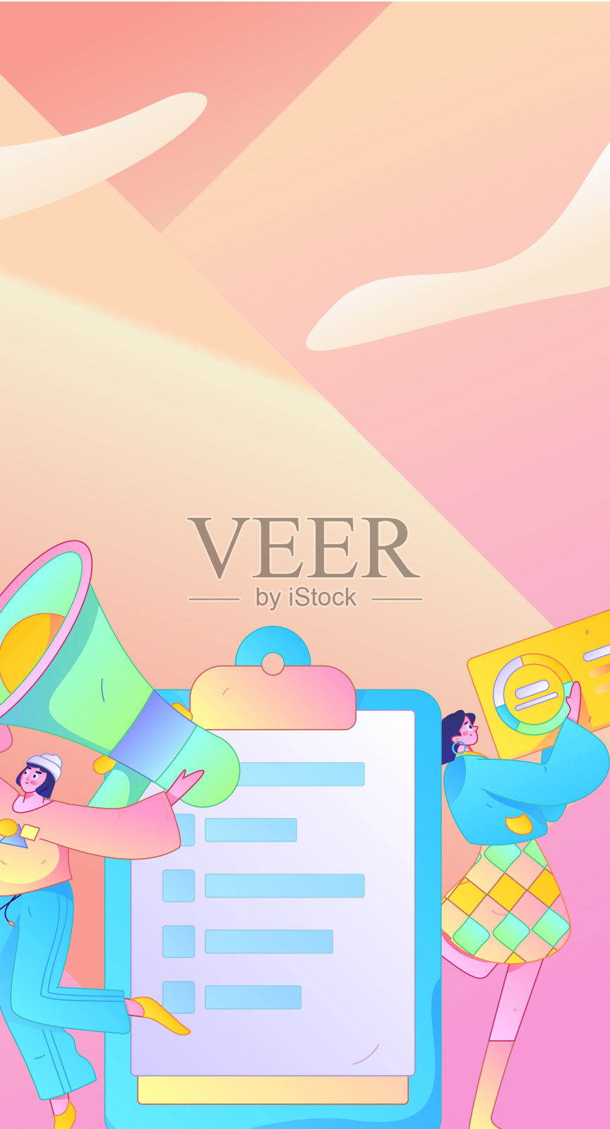 邀请朋友进行问卷调查的扁平矢量概念手绘插图插画图片素材