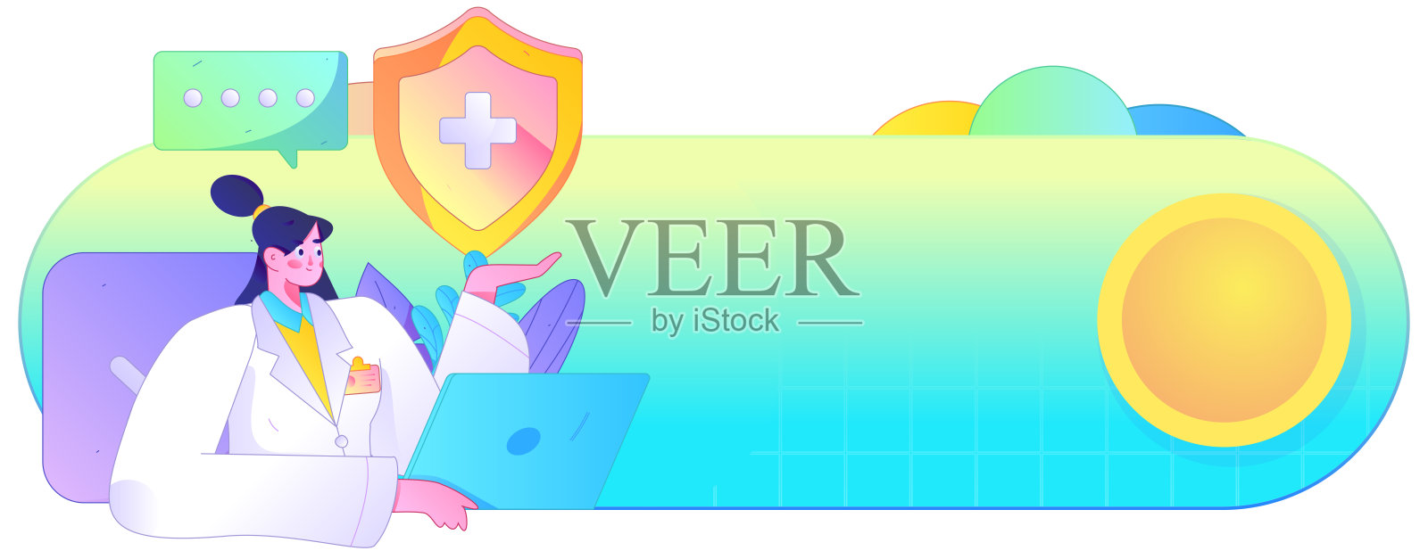 医务人员抗击疫情的扁平矢量概念手绘插图插画图片素材