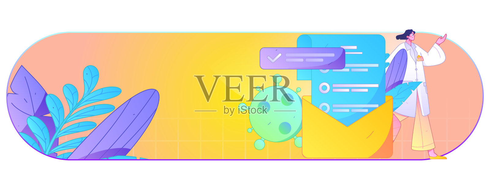 医务人员抗击疫情的扁平矢量概念手绘插图插画图片素材