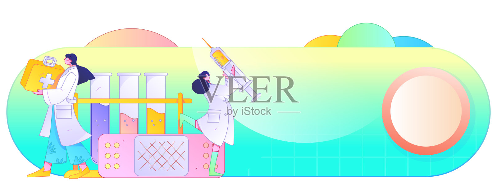 医务人员抗击疫情的扁平矢量概念手绘插图插画图片素材