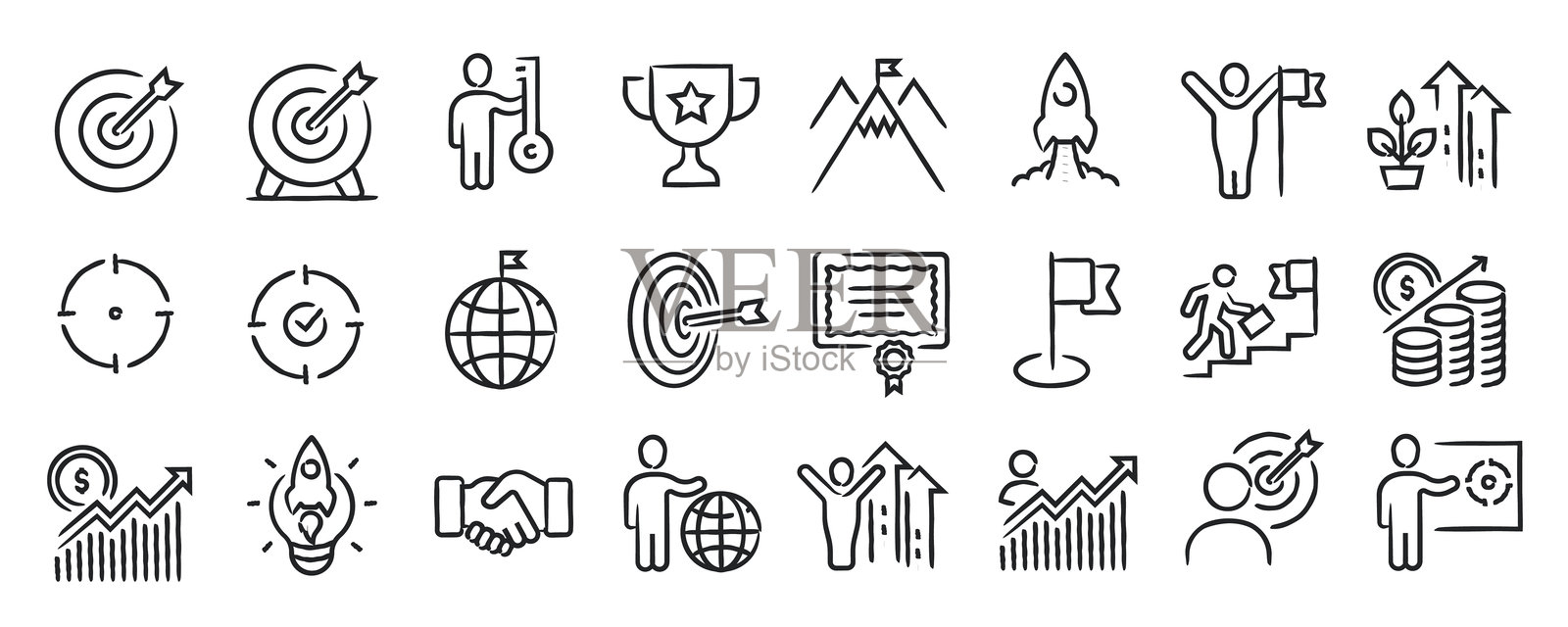 目标手绘涂鸦风格线条图标插画图片素材