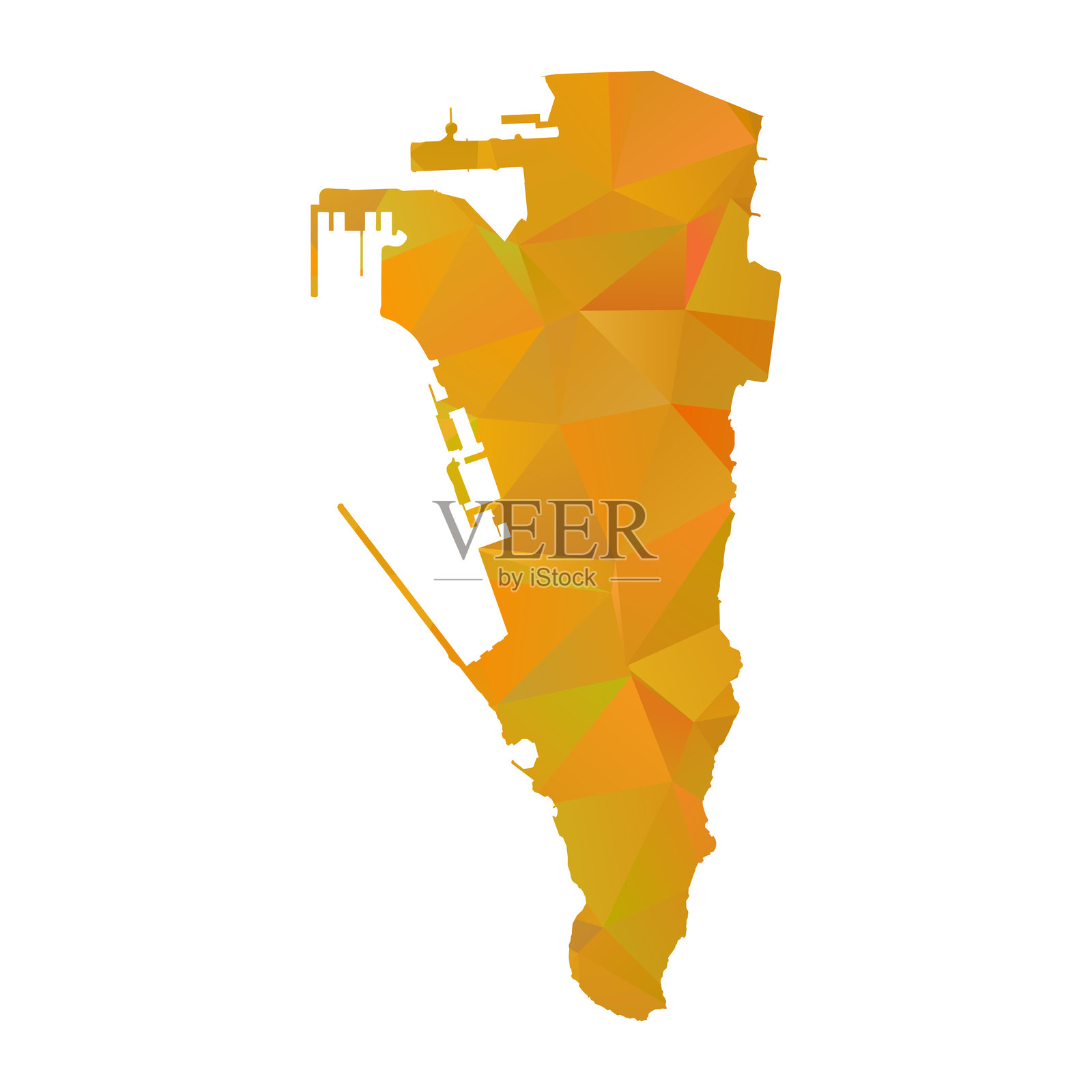 直布罗陀地图 - 金色几何皱褶三角形，多边形设计供您使用。插画图片素材