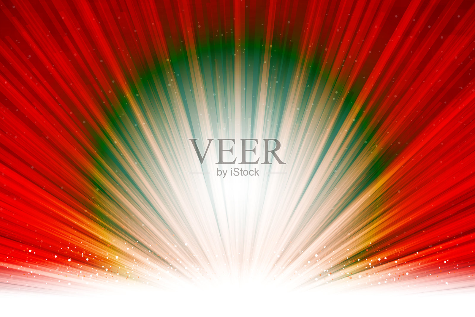创意明亮的鲜红色和深红色的空白纹理横向矢量背景，带有放射状光束图案，像闪耀的阳光，奢华的背景或抽象的渐变闪光背景，底部边缘有淡白色和绿色的光线。插画图片素材