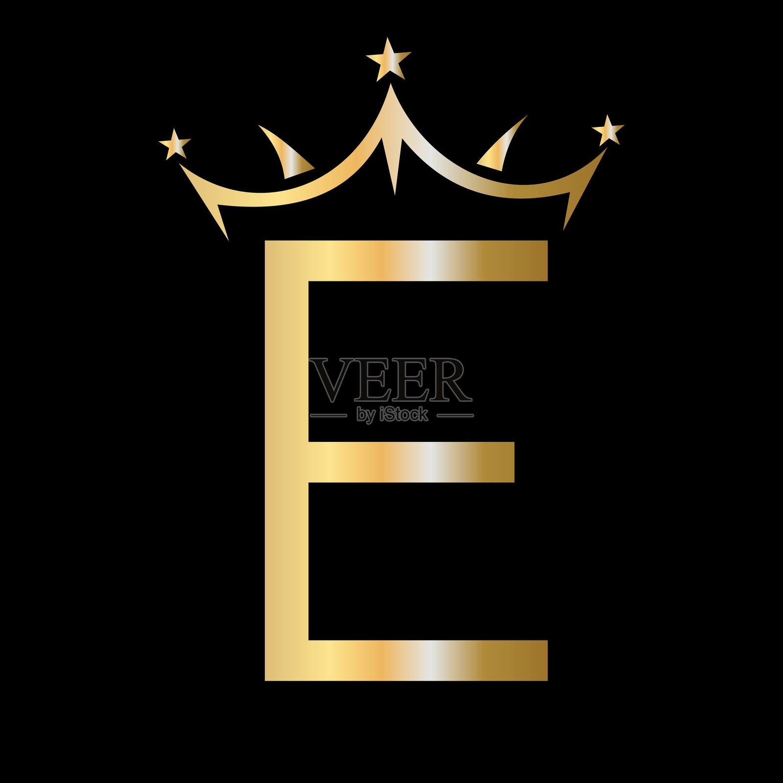 美容与时尚的字母E皇冠标志矢量符号插画图片素材