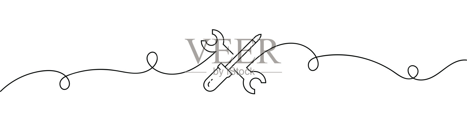 维护图标的连续线条绘图。单线矢量插图插画图片素材