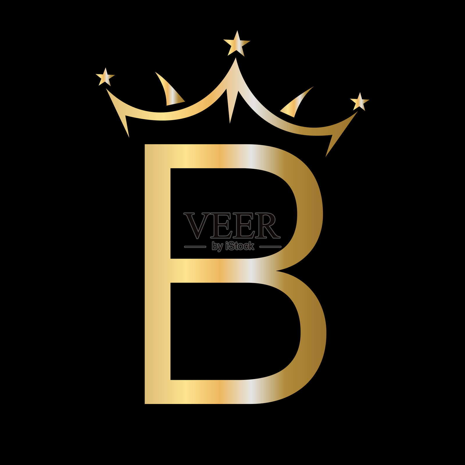 美容与时尚的字母B皇冠标志矢量符号插画图片素材