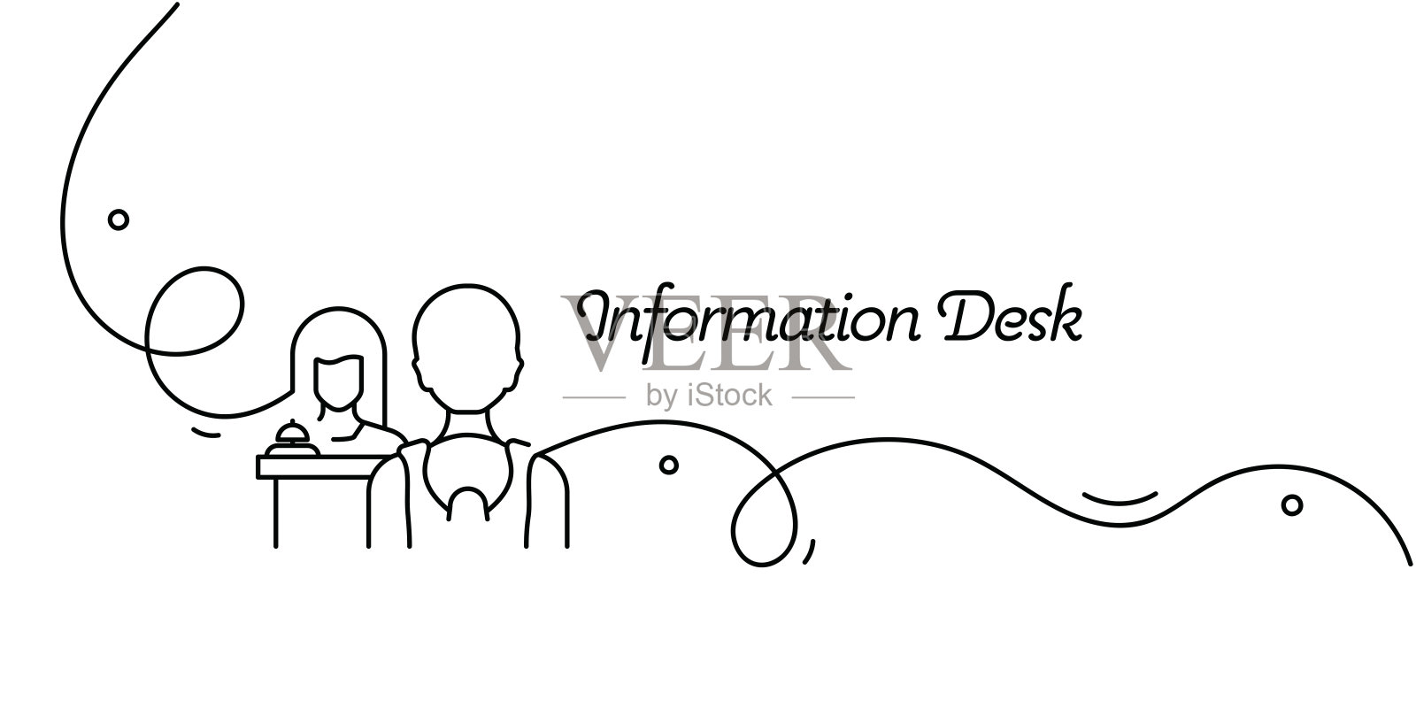 信息台图标的一笔连续线条绘图。单线矢量插图插画图片素材