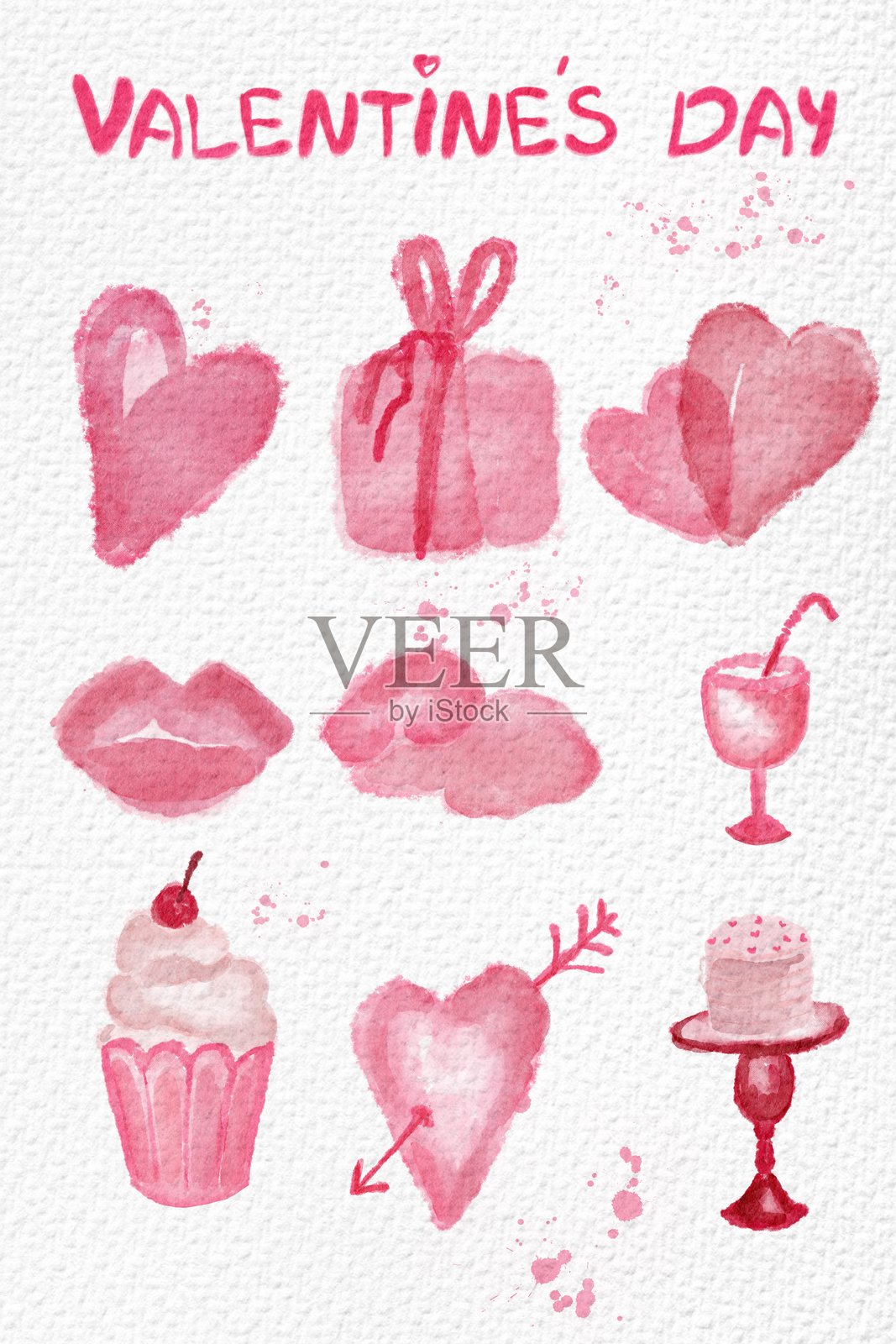 粉色的情人节细节插画图片素材
