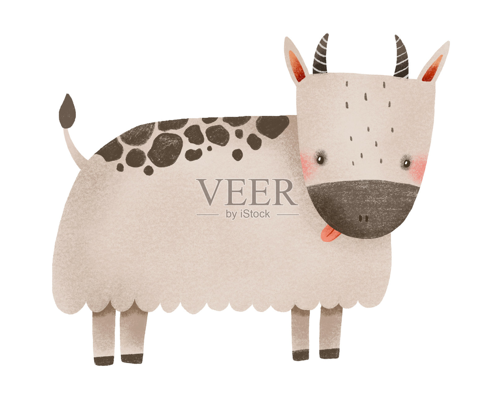 卡通牛在孤立背景上。新生儿插图，婴儿出生贴纸。手绘艺术插画图片素材