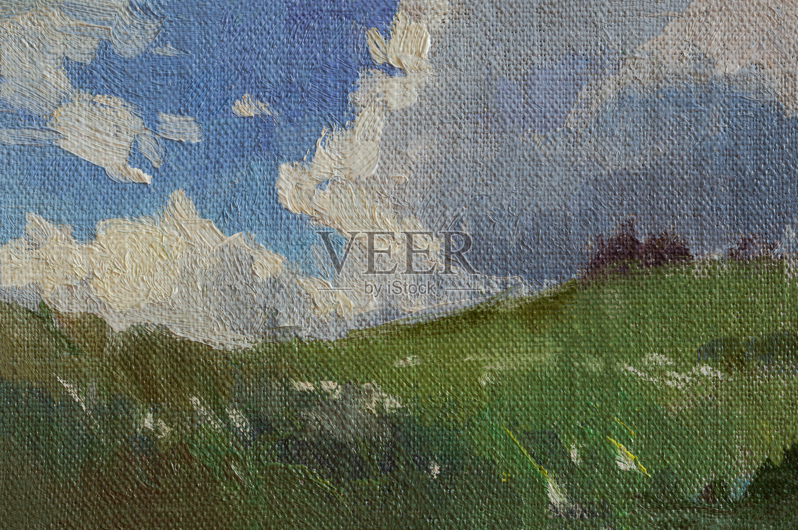 风景云彩油画。插画图片素材