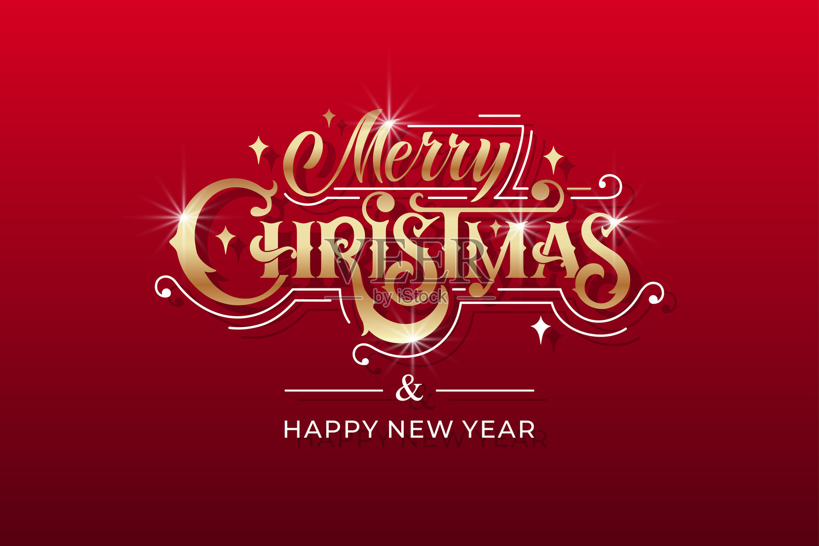 圣诞快乐和新年快乐的手写书法。矢量节日插图元素。祝贺的排版元素。插画图片素材