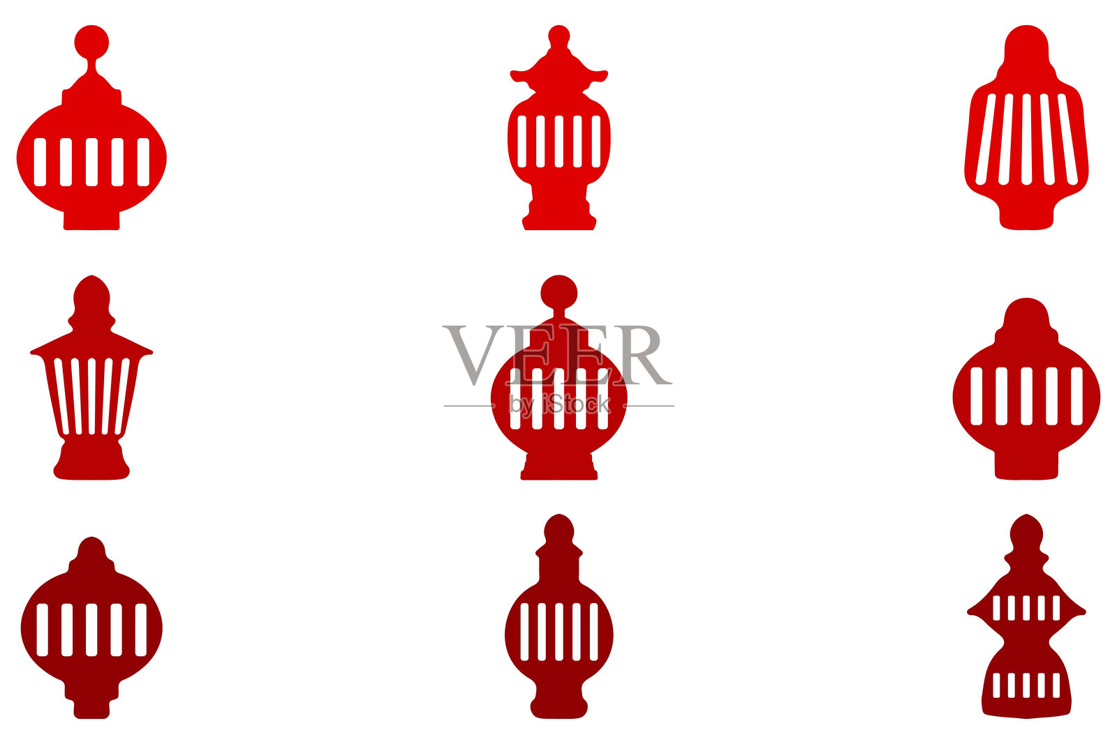 中国新年灯笼图标集。华丽的装饰设计插画图片素材