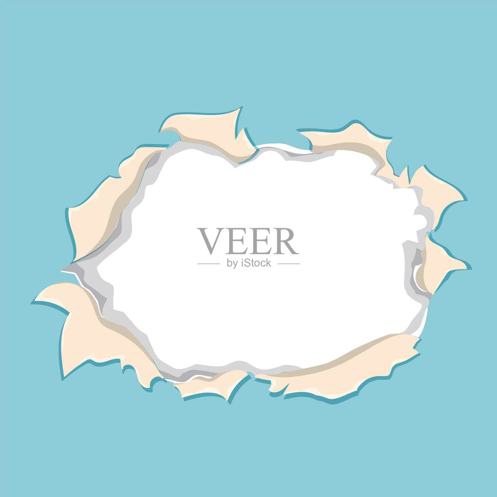 撕裂的纸孔露出一个空白的空间插画图片素材