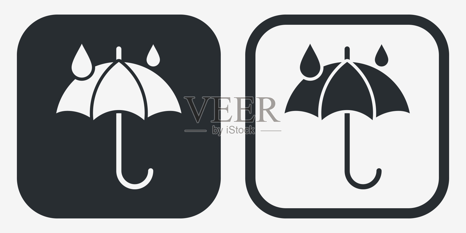 保持干燥。防潮。包装符号。指示需要干燥条件以防止损坏的物品的标志和标签。雨伞矢量符号。插画图片素材