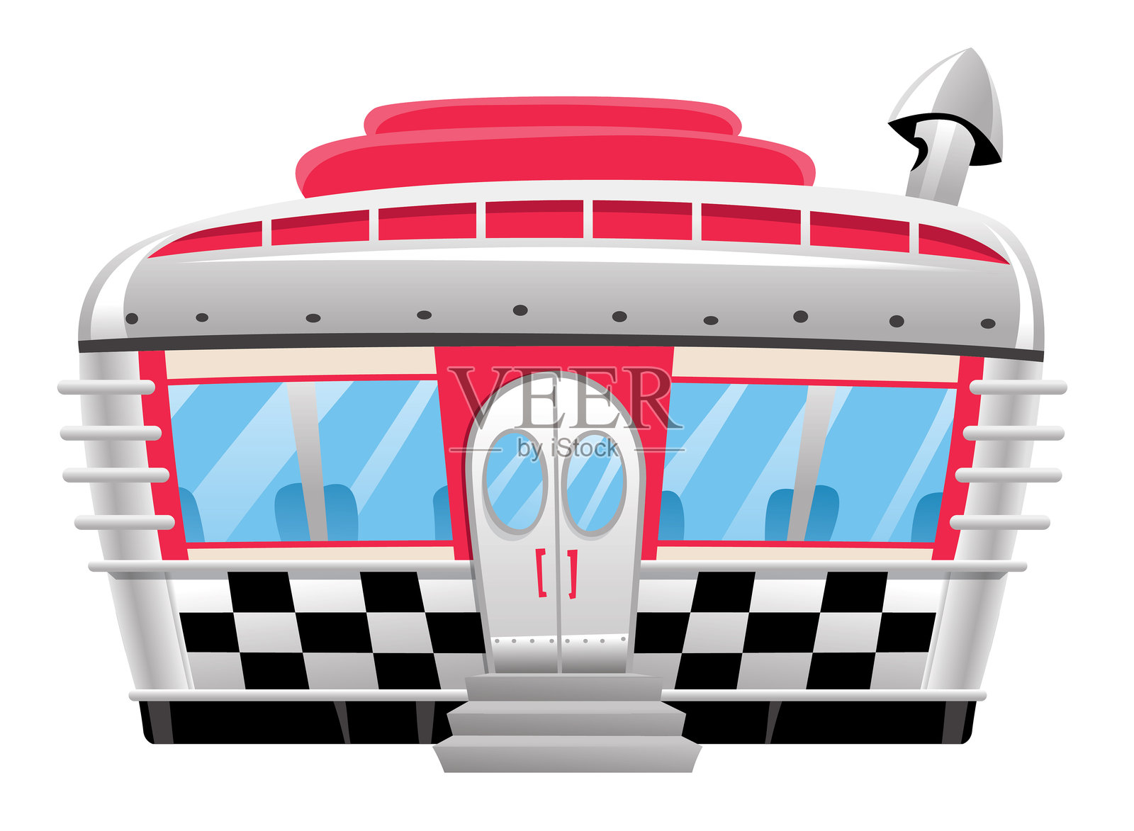 复古卡通餐厅插画图片素材