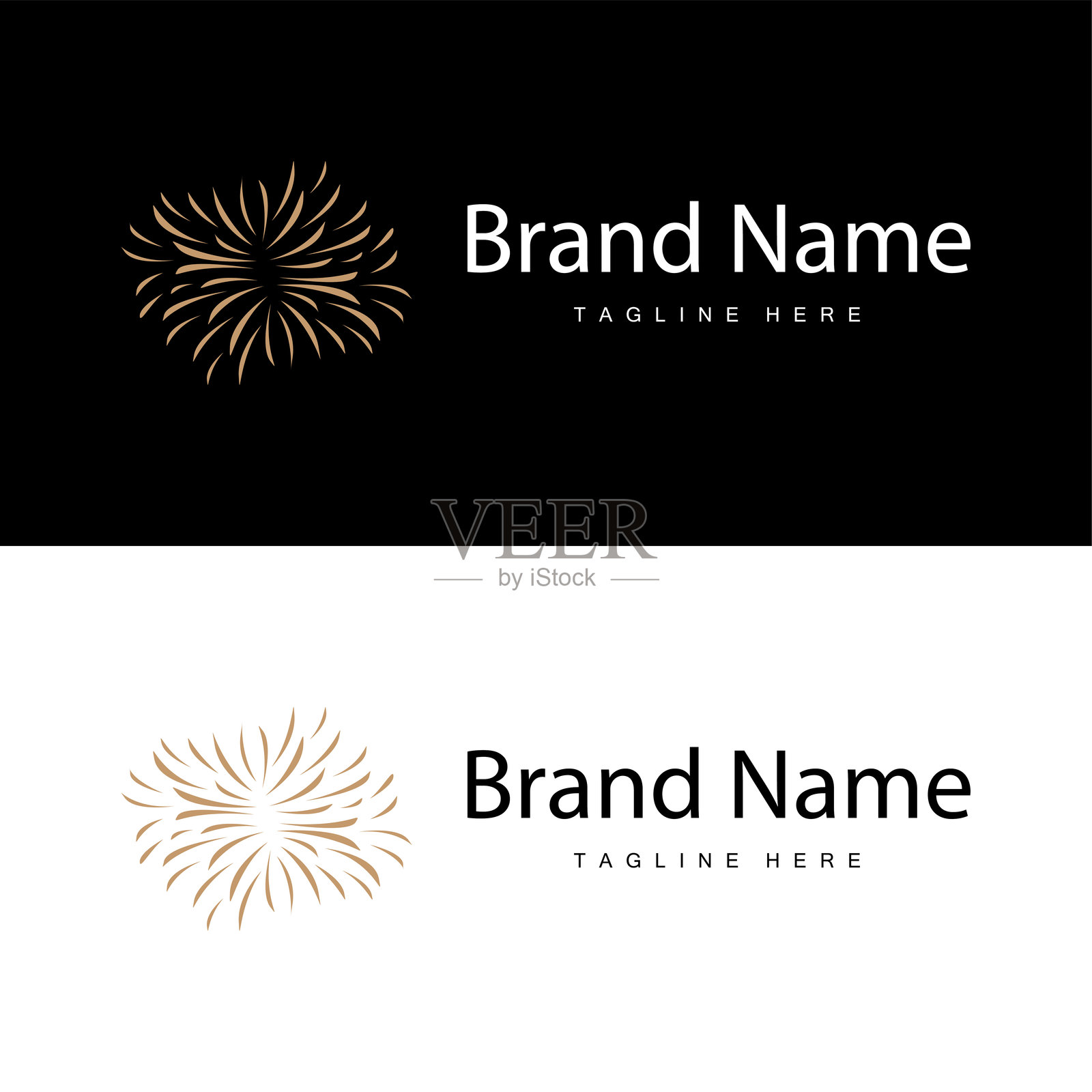 烟花logo，简单线条模型设计新年庆祝日插图，模板矢量图插画图片素材