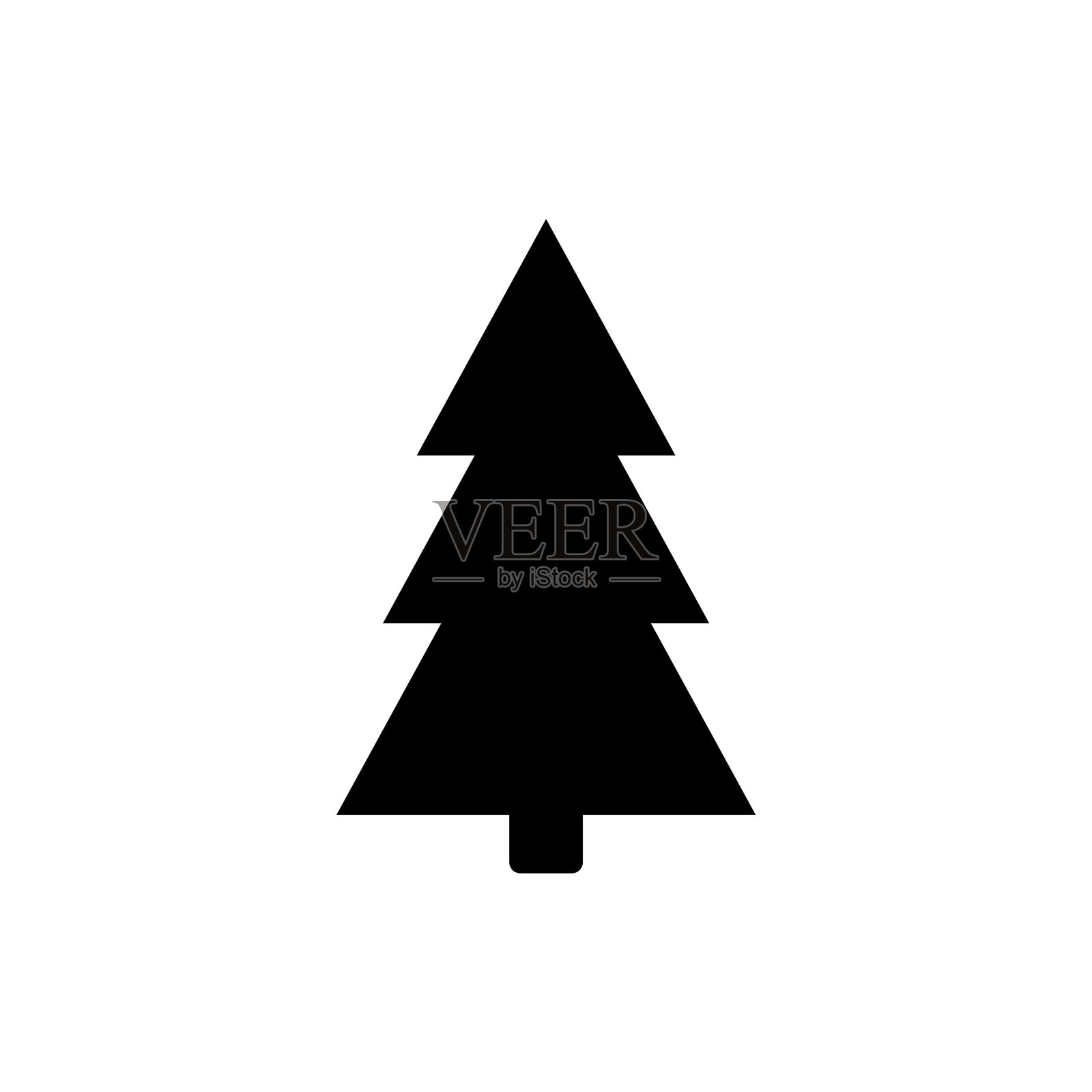 圣诞树剪影。简单的圣诞形状。矢量新年树图标。插画图片素材