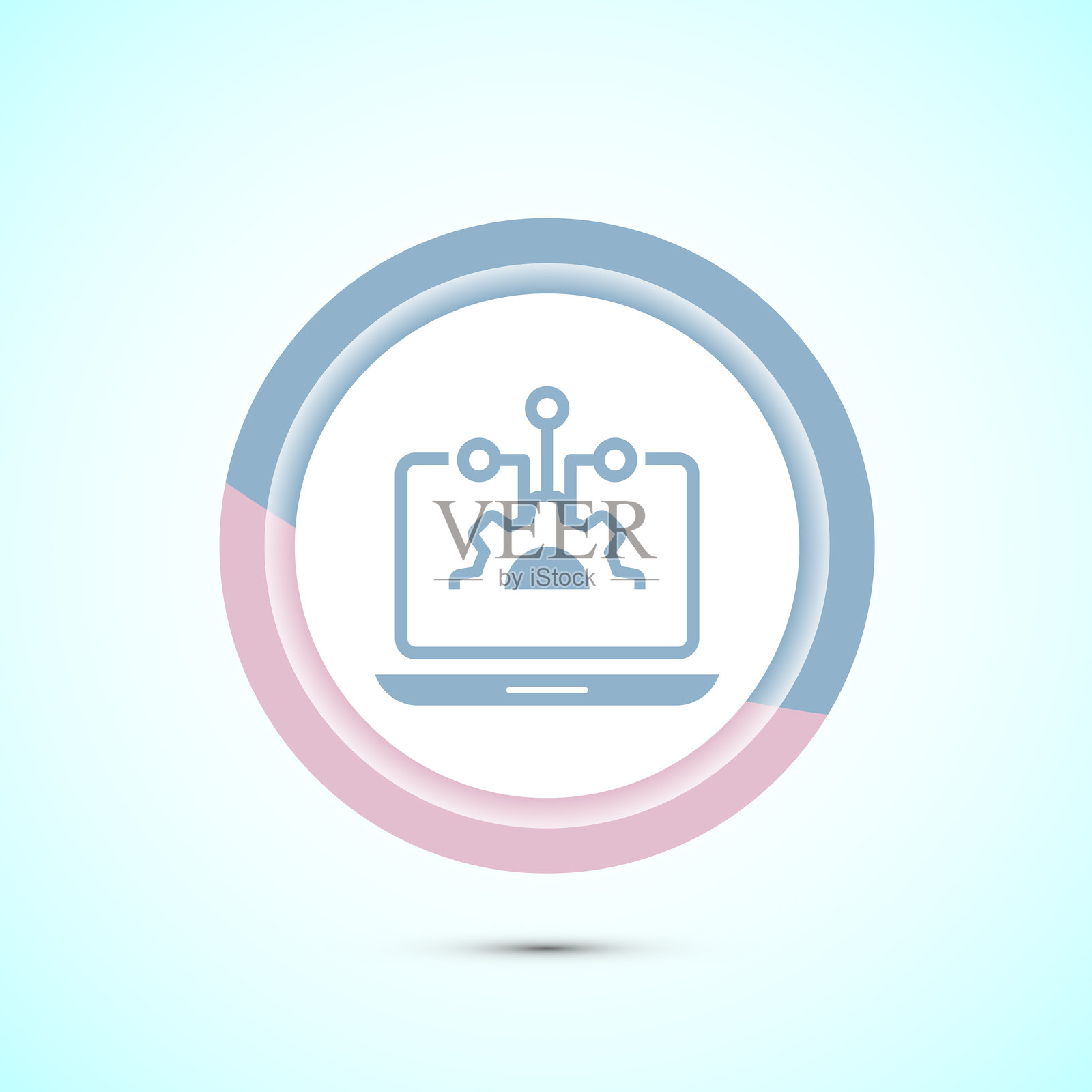 信息技术图标设计插图。数字科技图标，柔和色彩按钮设计插画图片素材