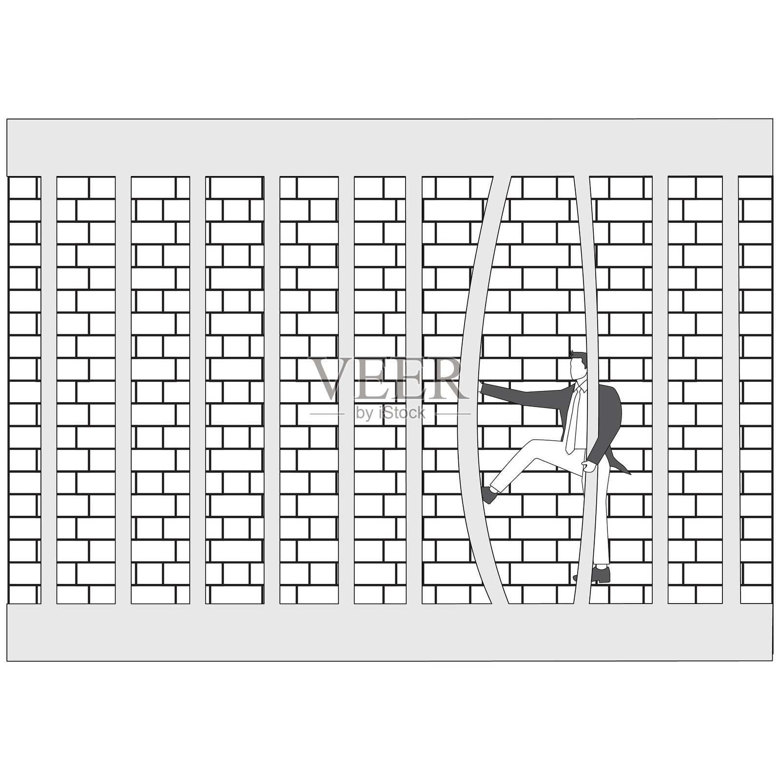 无拘无束，商人摆脱牢笼插画图片素材