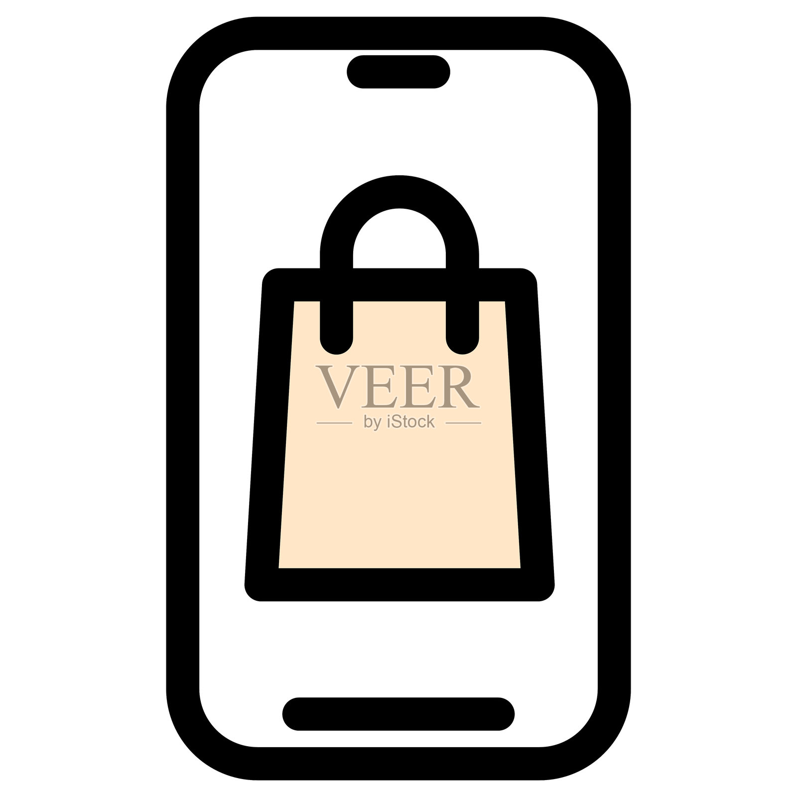 购物袋 - 干净现代的电子商务和在线营销图标插画图片素材