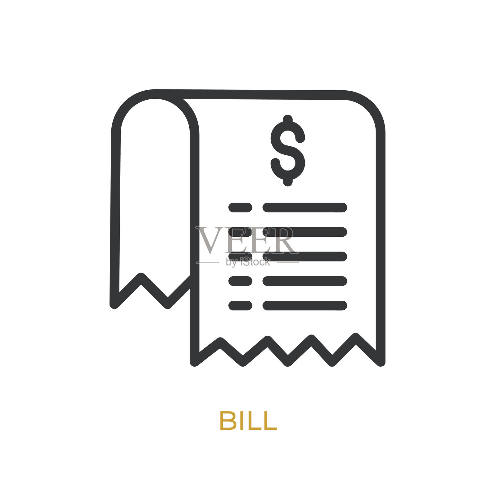 账单图标线条图标。简约、像素完美且现代风格的细线图标，可广泛应用。插画图片素材