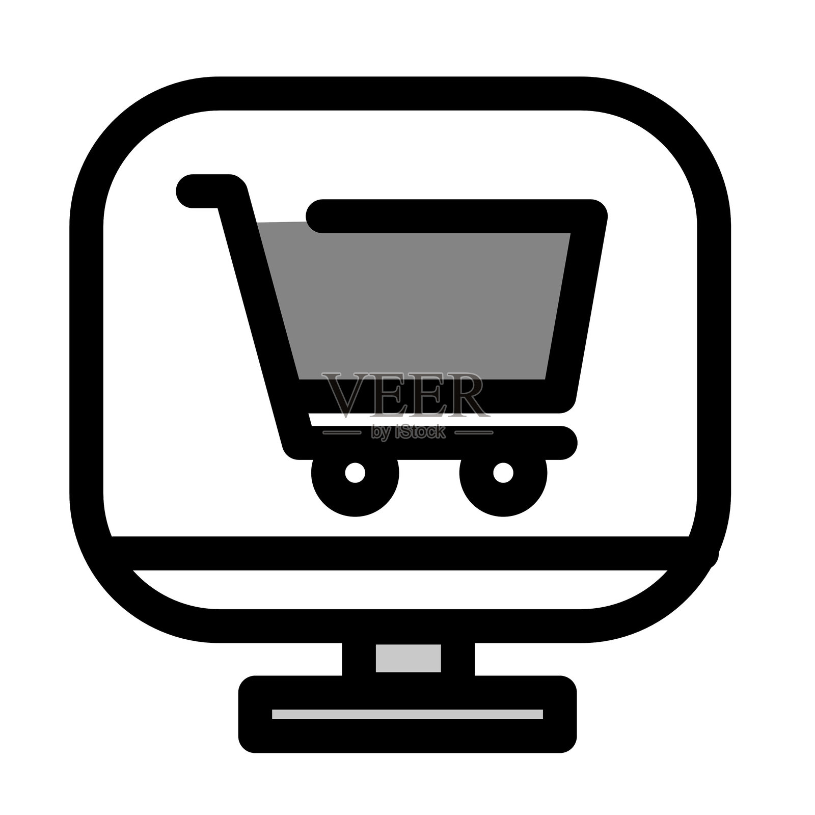 购物车 - 干净现代的电子商务和在线营销图标插画图片素材