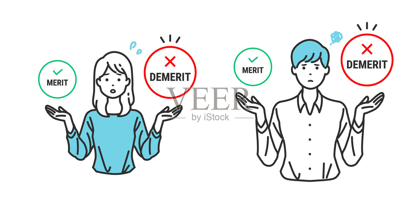 权衡利弊 - 一个人在做决定插画图片素材