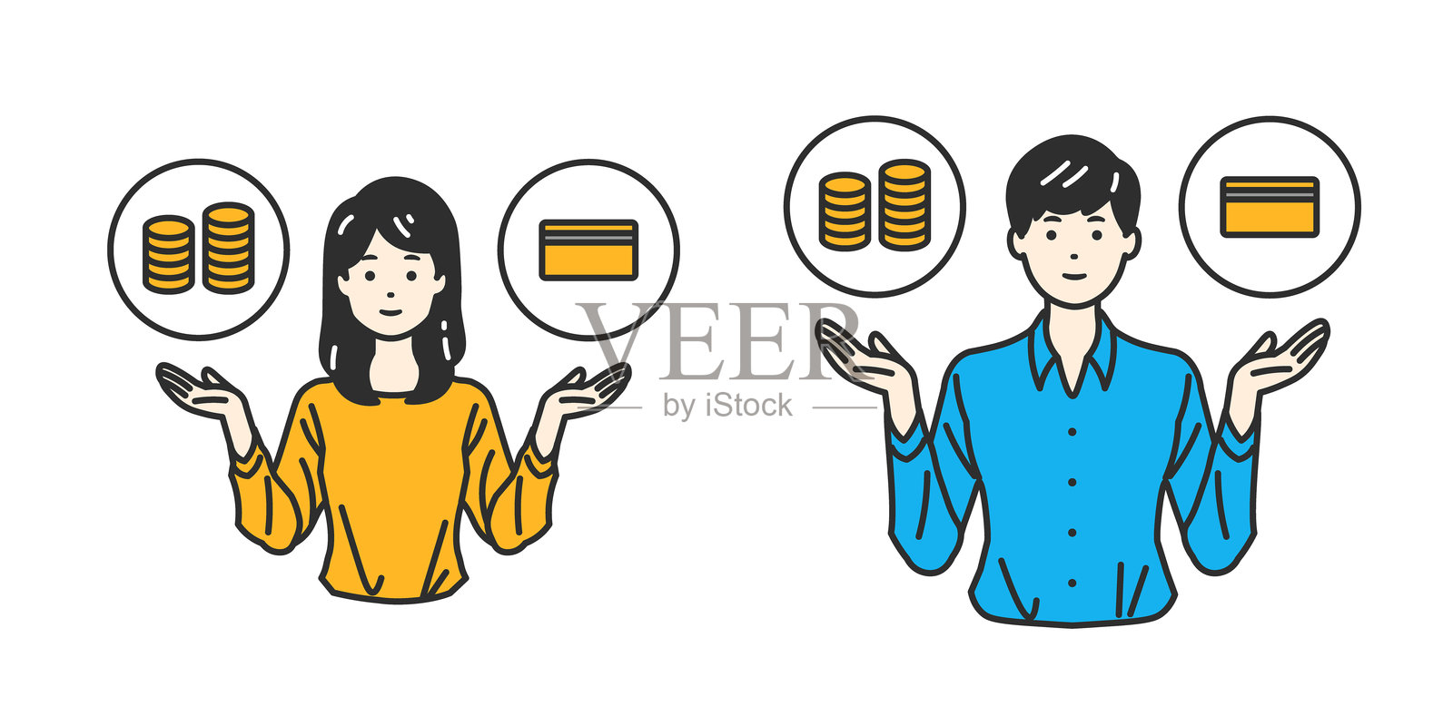 一个人在权衡支付方式的插图插画图片素材