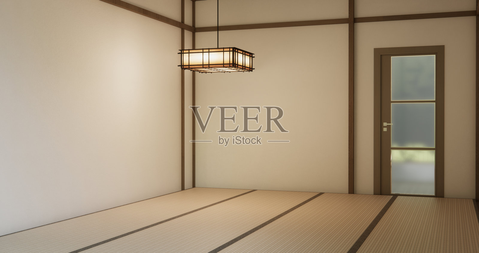 无印良品风格的空旷现代日本房间，极简设计。照片摄影图片