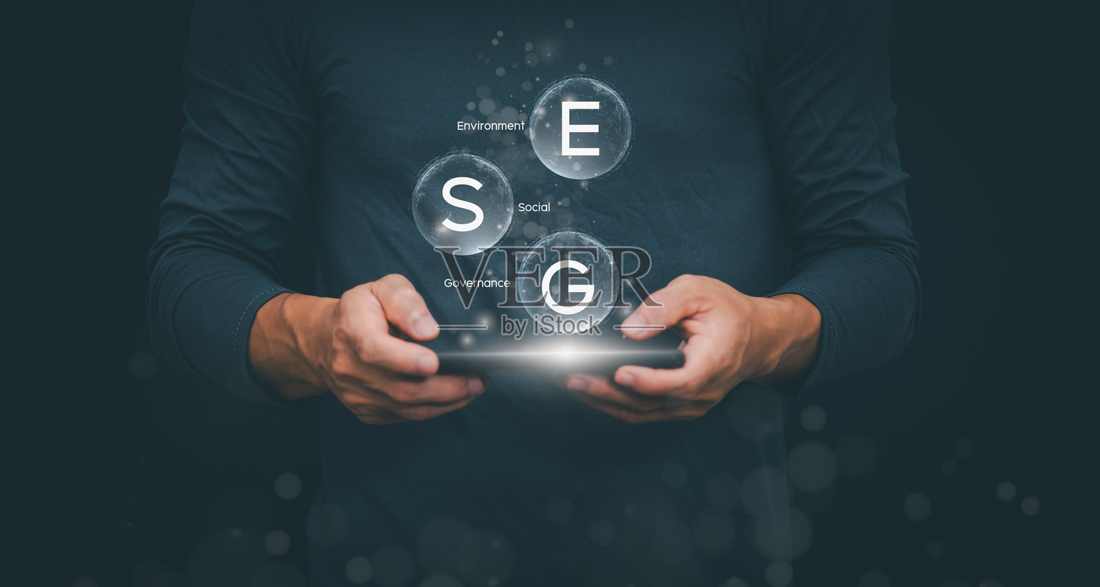 环境、社会和公司治理（ESG）概念。以可持续、道德和负责任的投资方式开展业务，以保护自然并解决环境和社会问题。照片摄影图片