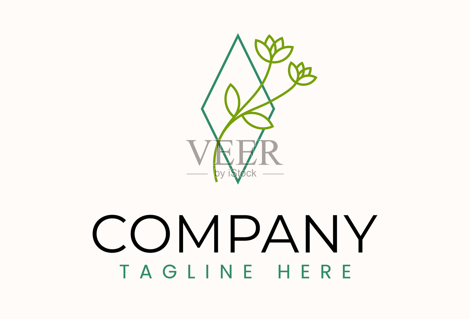 植物花卉线条艺术标志设计插画图片素材